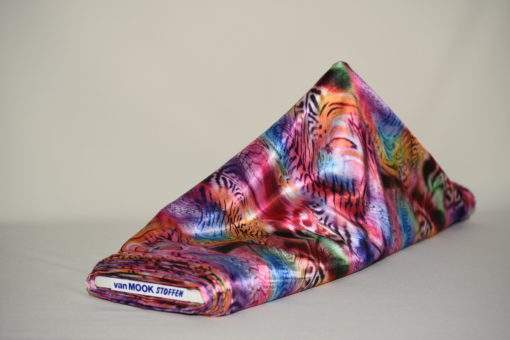 Polyester satin print multicolor - Van Mook Stoffen