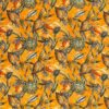 Jersey fabric printed flowers orange