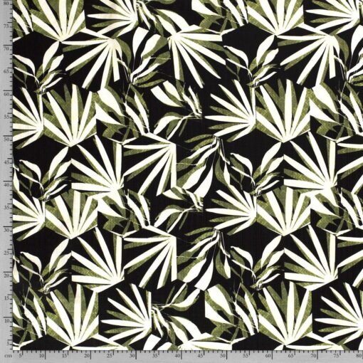 Linen look fabric printed flowers navy