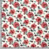 Polyester mix fabric printed flowers off white