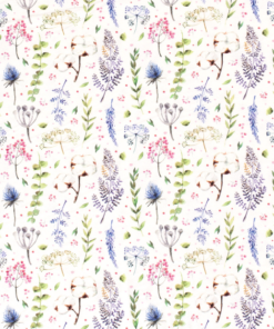 Tricot fabric digitally printed with off-white twigs