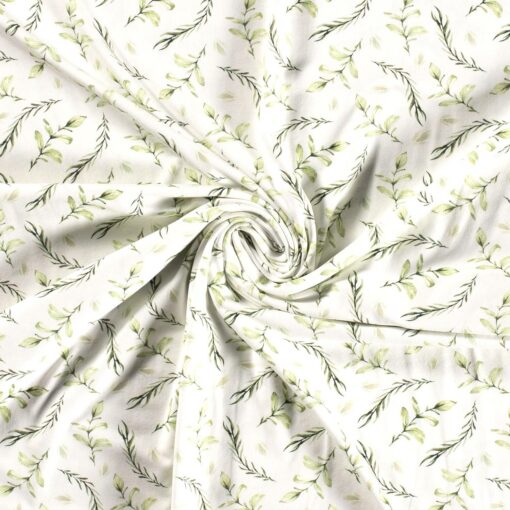 Tricot fabric digitally printed with off-white twigs - Van Mook Stoffen