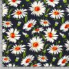 Krip printed fabric flowers navy - Van Mook Stoffen