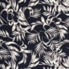 Polyester mix fabric printed leaves navy