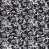 Polyester mix fabric printed leaves navy - Van Mook Stoffen