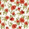 Linen look fabric printed flowers navy - Van Mook Stoffen