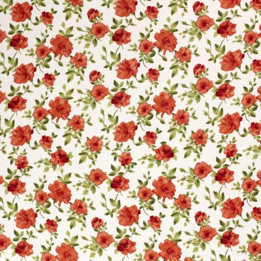 Krip fabric printed flowers off white - Van Mook Stoffen