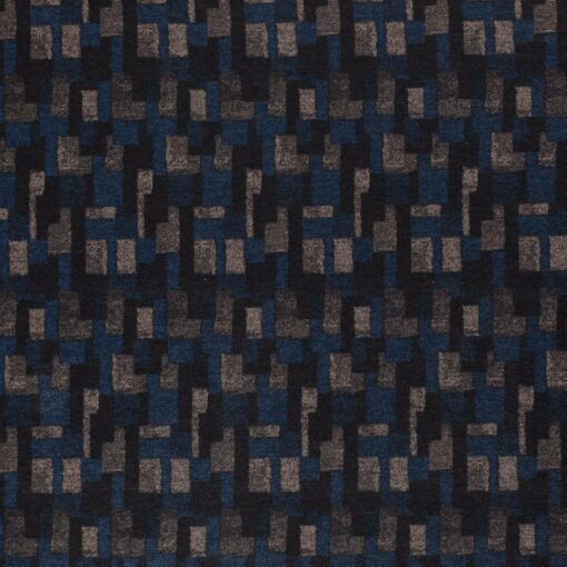 Tricot fabric printed abstract indigo - Van Mook Stoffen
