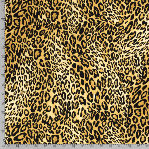 Viscose fabric printed animals ocher - Van Mook Stoffen
