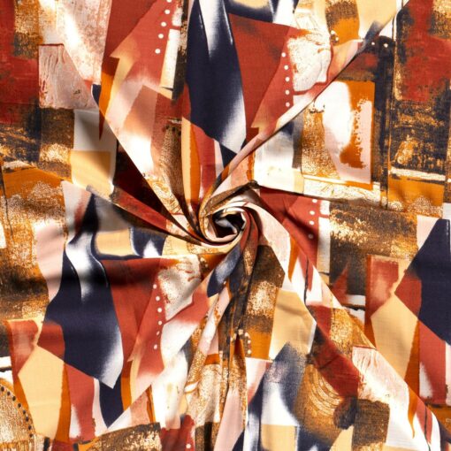 Jersey fabric printed abstract brown - Van Mook Stoffen