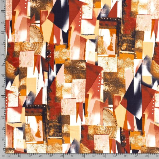 Jersey fabric printed abstract brown - Van Mook Stoffen