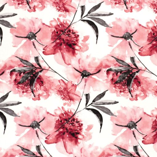 Jersey fabric printed flowers pink - Van Mook Stoffen
