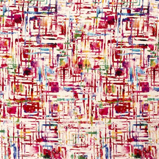 Jersey fabric printed abstract red - Van Mook Stoffen