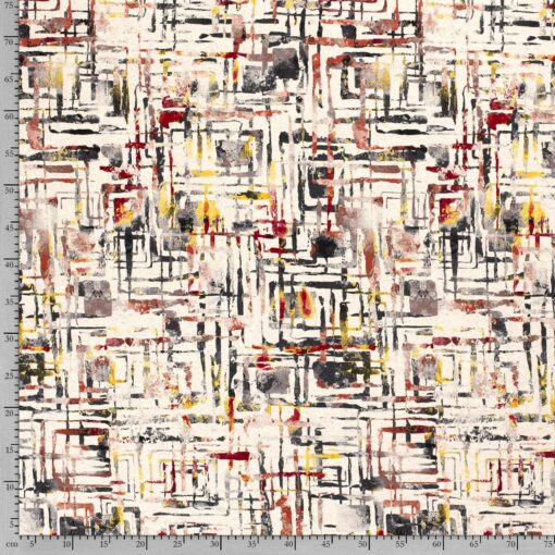 Jersey fabric printed abstract brown taupe - Van Mook Stoffen