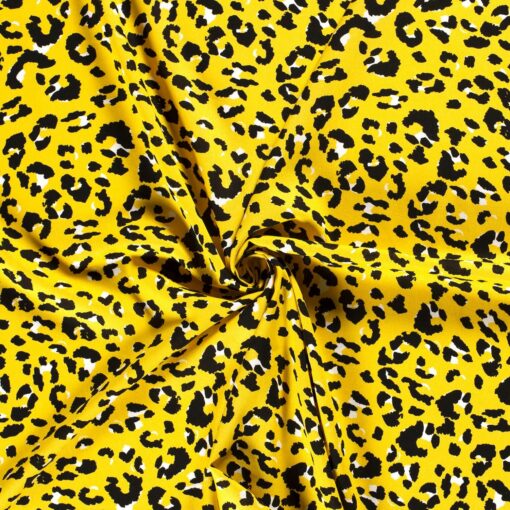 Half linen fabric printed yellow - Van Mook Stoffen