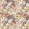 Half linen fabric printed abstract pink - Van Mook Stoffen