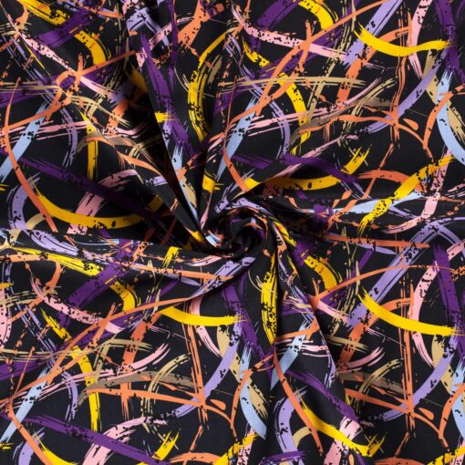 Half linen fabric printed abstract navy - Van Mook Stoffen