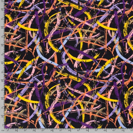 Half linen fabric printed abstract navy - Van Mook Stoffen