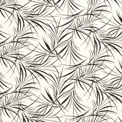 Half linen fabric printed plants off white