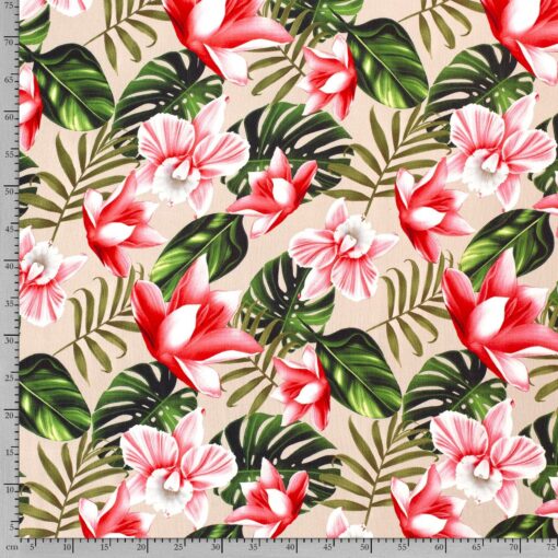 Crip fabric printed flowers - Van Mook Stoffen