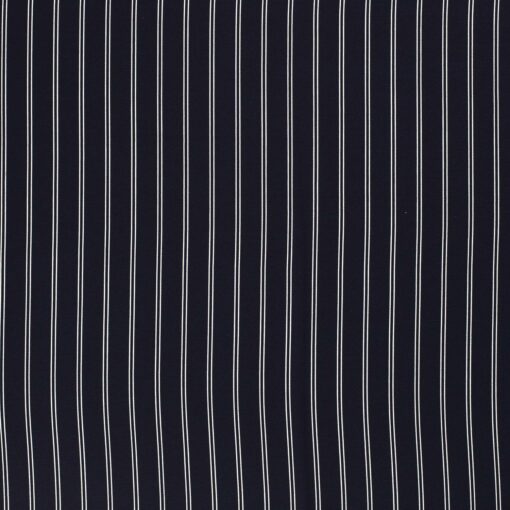 Chiffon fabric printed stripes navy - Van Mook Stoffen