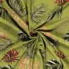 Viscose fabric printed flowers green - Van Mook Stoffen