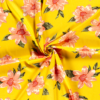 Half linen fabric printed plants yellow - Van Mook Stoffen