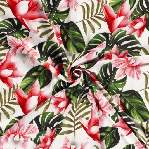 Crip fabric printed flowers - Van Mook Stoffen