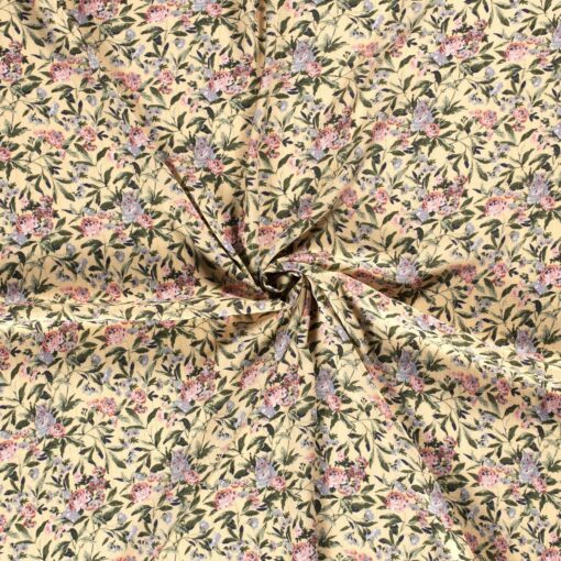 Chiffon Fabric printed flowers pink - Van Mook Stoffen