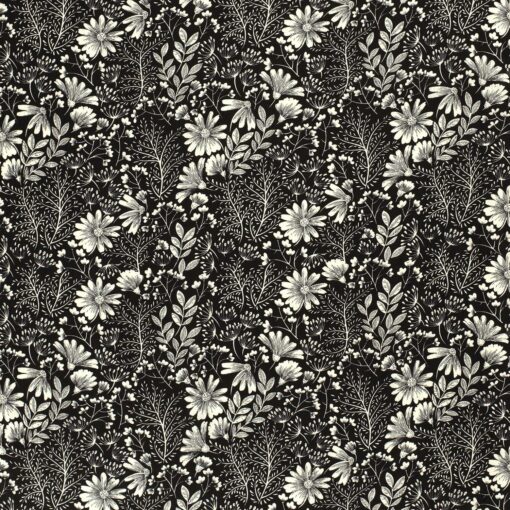 Cotton viscose Fabric printed black - Van Mook Stoffen