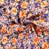Satin Fabric digitally printed flowers - Van Mook Stoffen
