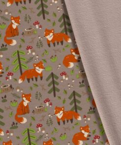Alphen fleece fabric printed foxes