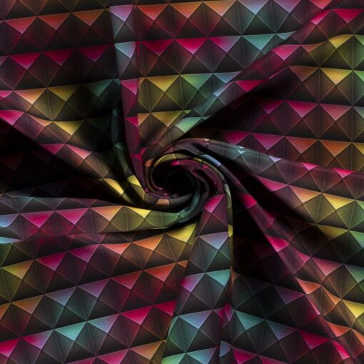 Softshell Fabric Digitally Printed Squares Black - Van Mook Stoffen