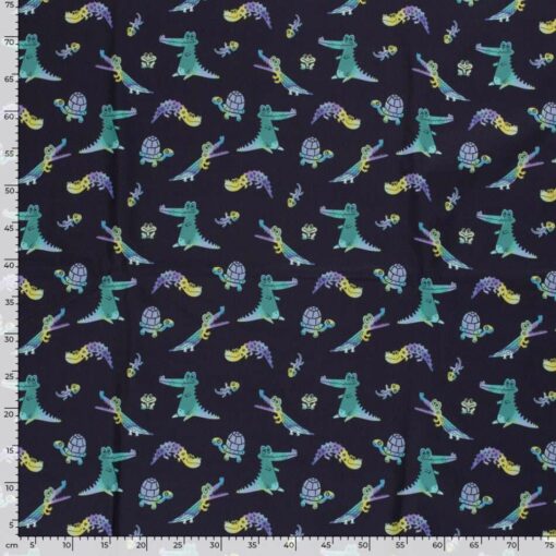 Softshell Fabric digitally printed animals navy - Van Mook Stoffen