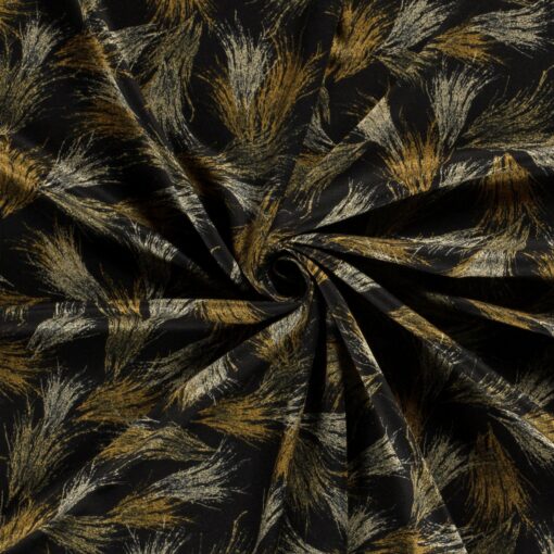 Viscose polyester abstract ochre - Van Mook Stoffen